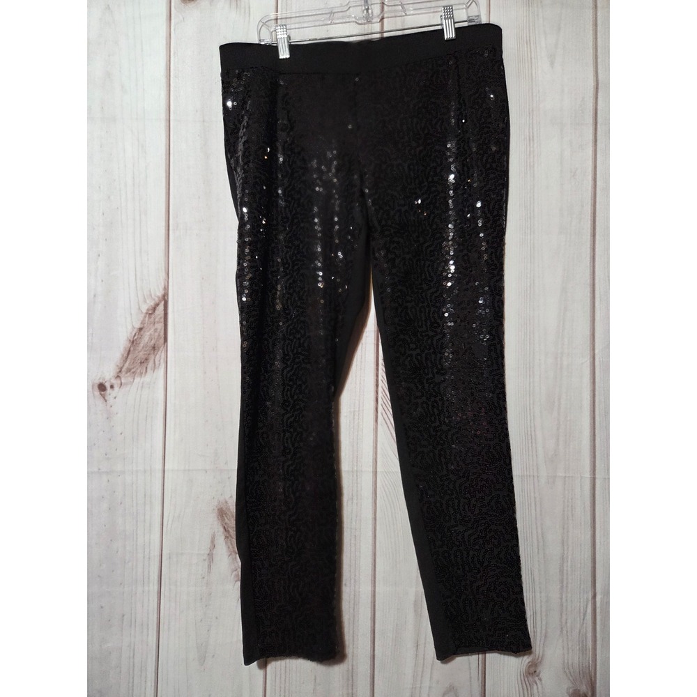 BeBop Womens XL Black‎ Sequin Front Leggings Ankle High Rise Party Pants
